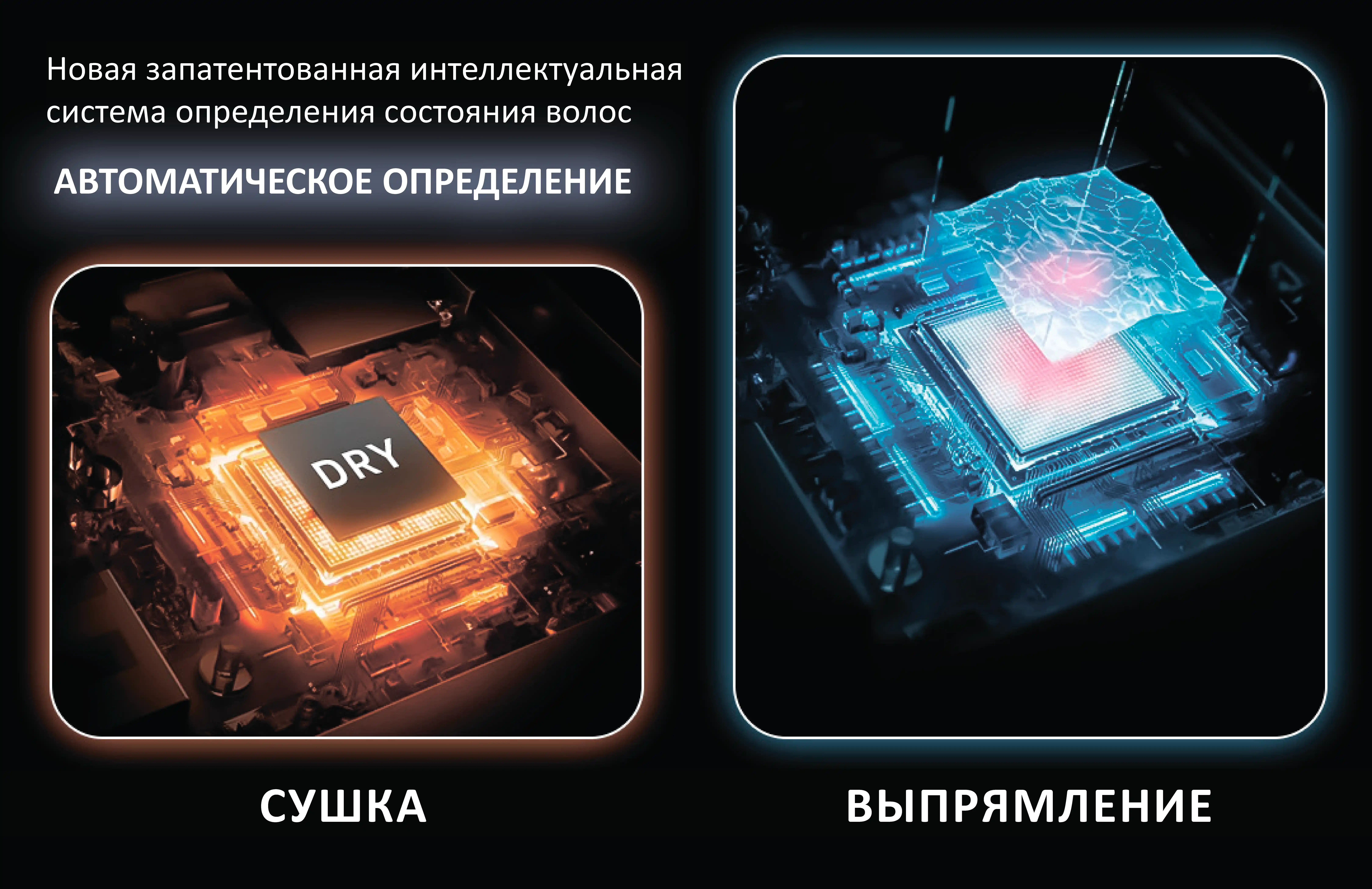 Автоматическое управление сушкой и выпрямлением волос с помощью фена Daiwall AirStrait DF-08